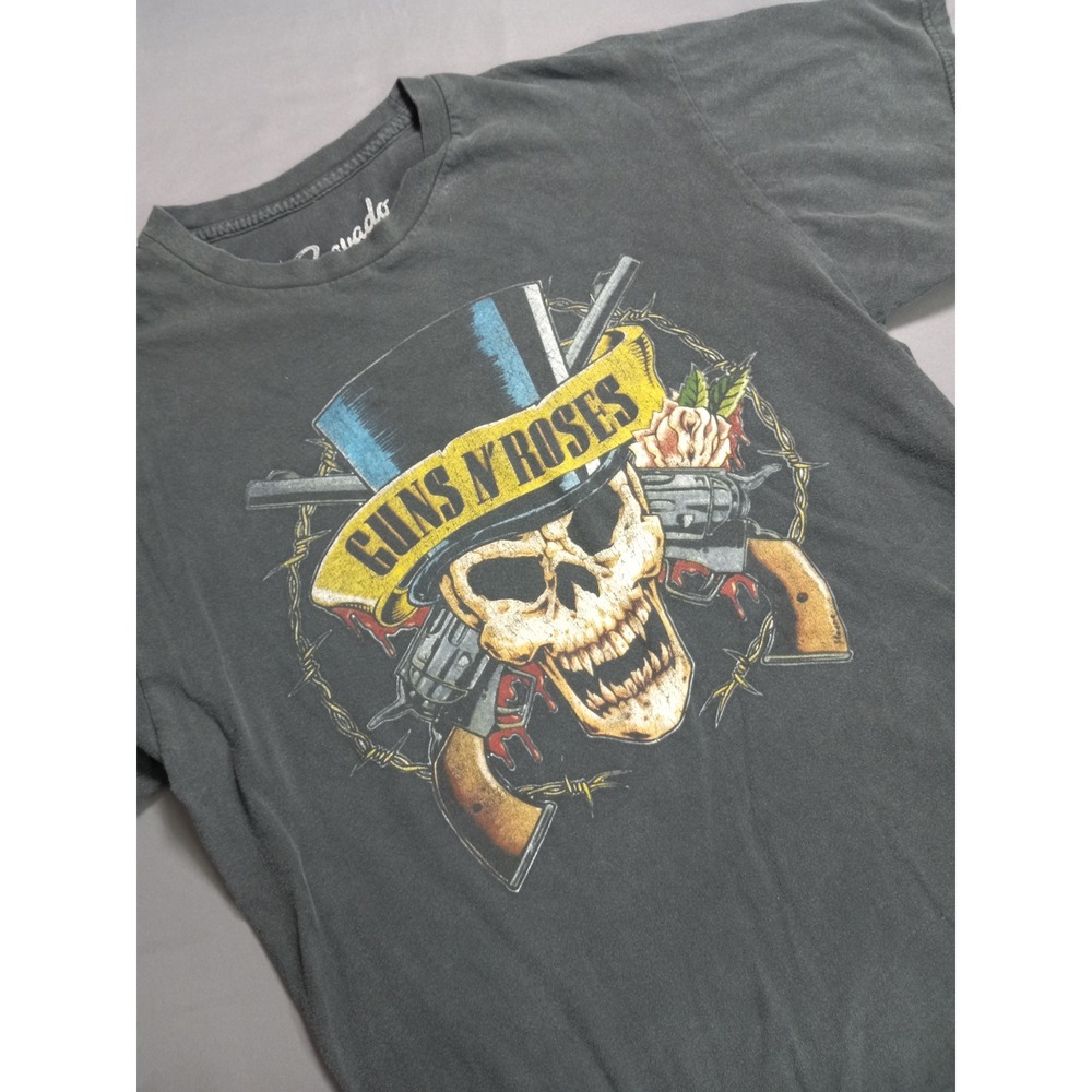 Bravado Guns N Roses Skull Top Hat Graphic T-Shirt Charcoal Grey Mens Medium